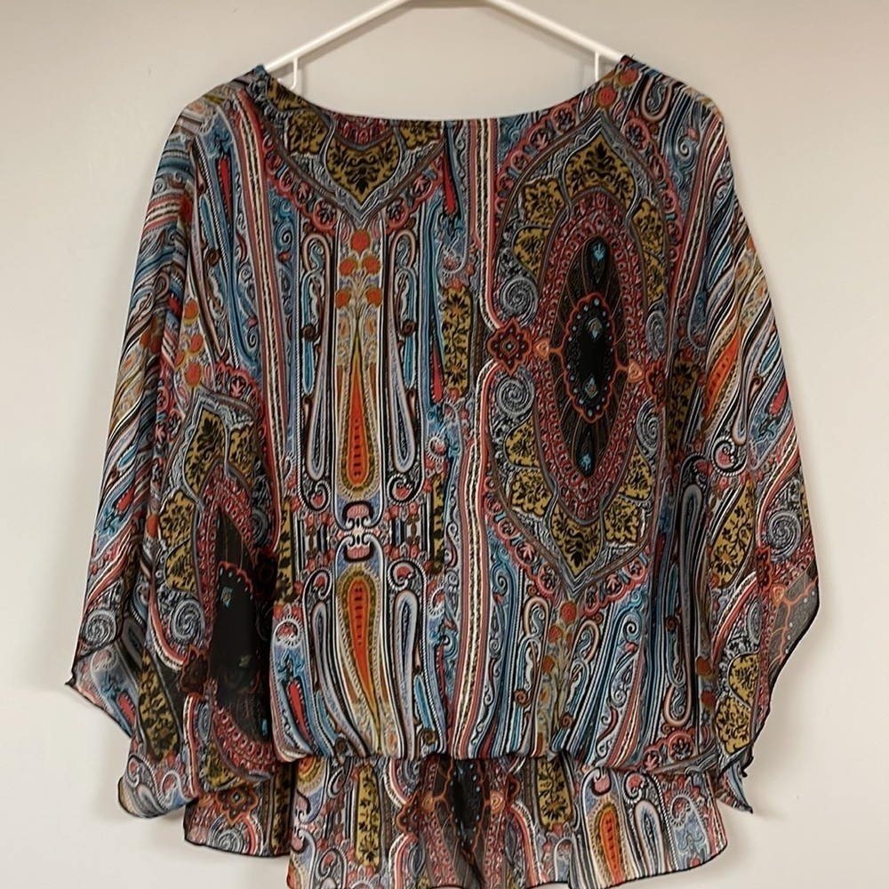 Lily Lou Women's Semi Sheer Blouse with black lining, Large , great shape! - Picture 3 of 6